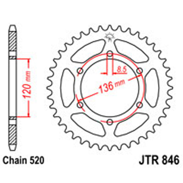JT JT Rear Sprockets R/W 846-39T YAM (859)